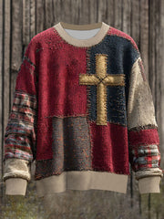 Men's Faith Cross Art Imitation Sweater