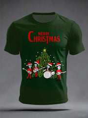 Men's Retro Classic Legendary Rock Band Merry Christmas Print Gift For Fans Casual Tee