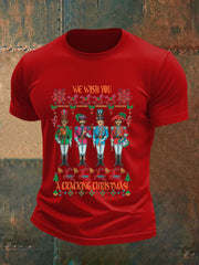Men's Retro Wish You Have A Cracking Christmas Classic Legendary Rock Band Print Casual Tee