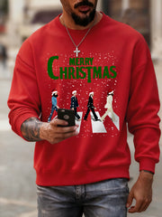 Men's Merry Christmas Retro Classic Legendary Rock Band Print Casual Sweatshirt