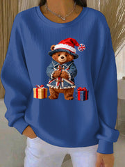 Women's Christmas British Style Print Casual Sweatshirt
