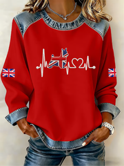 Women's UK West Highland White Terrier Denim Patchwork Top