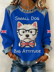 Women's UK West Highland White Terrier Denim Patchwork Top