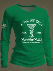 Women's St Patrick's Day A Tini Bit Irish Shamrock Long Sleeve T-shirt