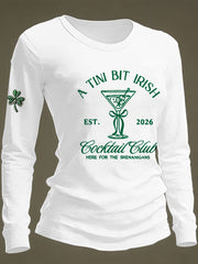 Women's St Patrick's Day A Tini Bit Irish Shamrock Long Sleeve T-shirt