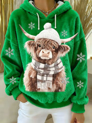Women's Highland Cow Art Print Casual Hoodie