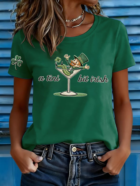 Women's Funny St. Patrick's Day Shamrock Art Short Sleeve T-shirt