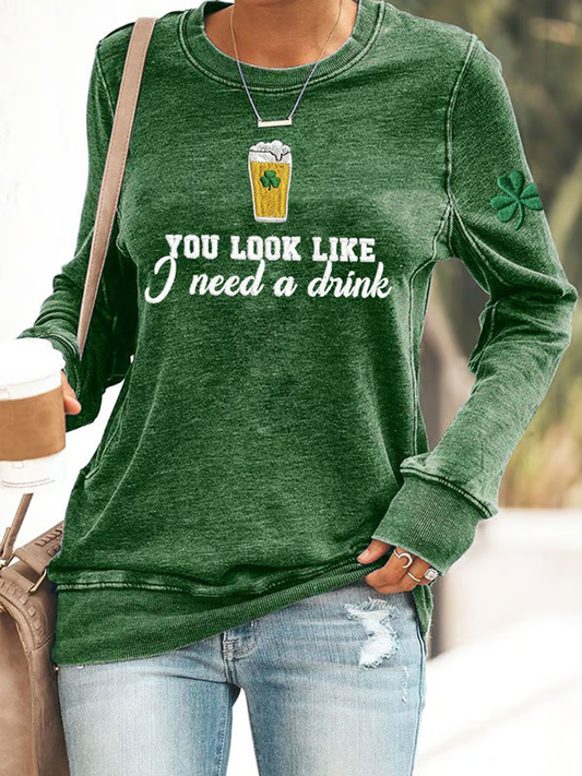 Women's St. Patrick's Day Polyester Waisted Sweatshirt