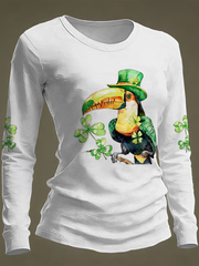 Women's St. Patrick'S Day Printed Round neck long sleeve T-shirt