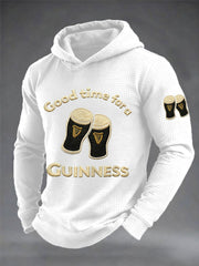Men's St. Patrick's Day Good Time For A Guinness Print Casual Waffle Hoodie