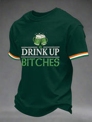 Unisex Funny St. Patrick's Day Drink Up Bitches Print Casual Tee