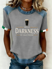 Women's Hello Darkness My Old Friend Patchwork Top