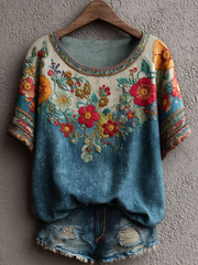 Women's Vintage Floral Short-sleeved T-shirt