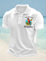 Men's I‘m Retired It‘s 5 O'clock Somewhere Parrot Print Casual Top