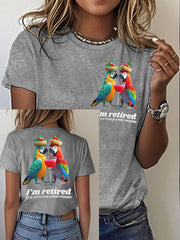 Women's It‘s 5 O'clock Everywhere Print Casual Iron On Short Sleeve T-Shirt