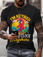 Men's I‘m Retired It‘s 5 O'clock Everywhere Parrot Print Casual Tee