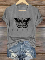 Women's Singer Casual Printed Iron On Short Sleeve T-Shirt