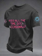 Men's Kiss All The Time Disco Occasionally Printed imitation cotton short-sleeved T-shirt