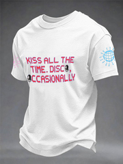 Men's Kiss All The Time Disco Occasionally Printed imitation cotton short-sleeved T-shirt