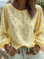 Women's Daisy Art Print Casual T-Shirt