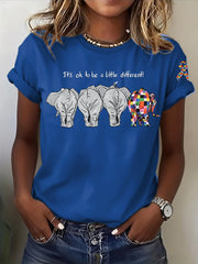 Women's Casual Autism Awareness T-shirt