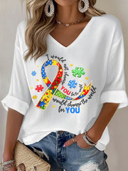 Women's Autism Awareness Print Waffle T-shirt