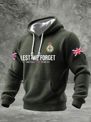 Men's BRITISH ARMED FORCES Print Casual Checkered Cotton Hoodie