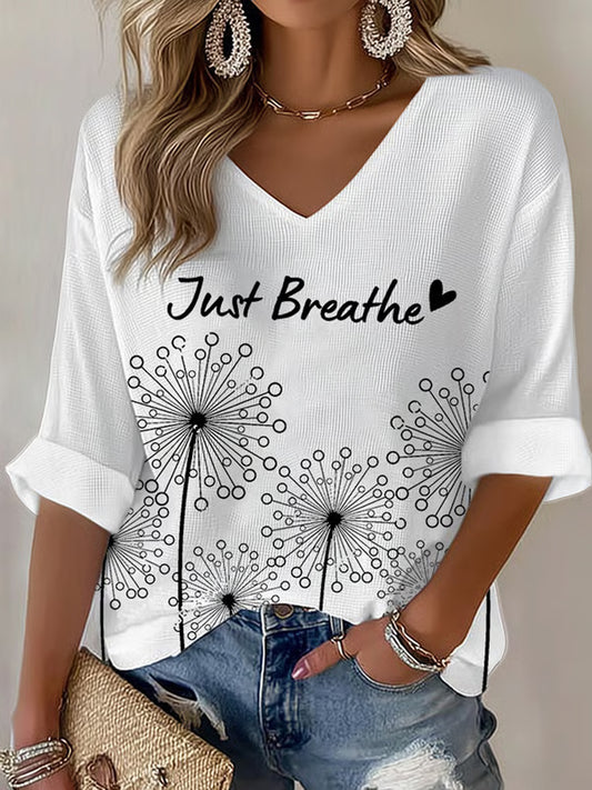 Women's Women's Just Breathe Print Waffle T-shirt