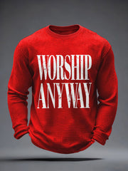 Men's Worship Anyway Print Waffle Long-Sleeve T-Shirt
