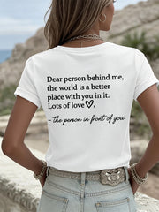 Women's Dear Person Behind Me You Matter Printed Short Sleeve T-Shirt