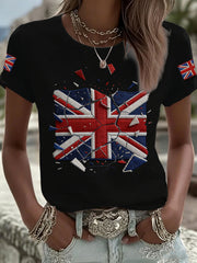 Women's british flag print short-sleeved T-shirt