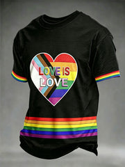 Men's Pride Month Love Is Love Printed Short Sleeve T-shirt