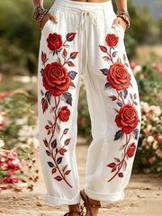 Women's Floral Printed Comfortable High Stretch Flared Pants