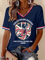 Women's King's Official Birthday Trooping The Colour Printed V-neck T-shirt