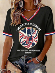 Women's King's Official Birthday Trooping The Colour Printed V-neck T-shirt