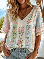 Women's Floral Print Casual T-shirt