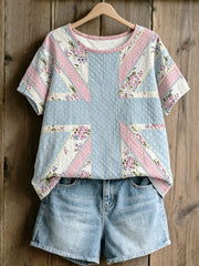 Women's linen short-sleeved T-shirt