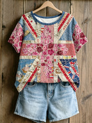 Women's linen short-sleeved T-shirt