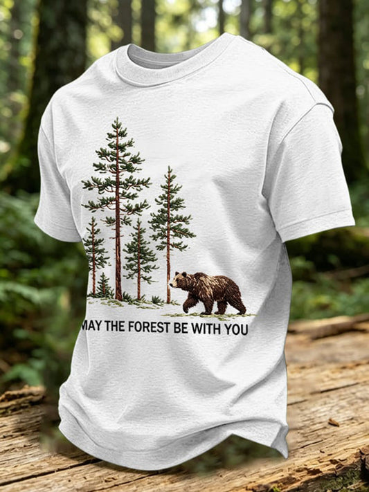 Men's May The Forest Be With You Printed Casual T-Shirt