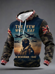 Men's UK Flag Veteran Camouflage Print Casual Waffle Hoodie