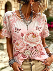 Women's Breast Cancer Awareness Pink Floral Tops