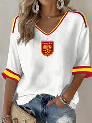 Women's Spanish Football Print Casual T-shirt