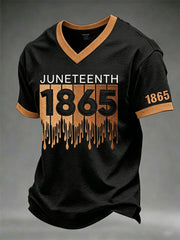 Men's Juneteenth Print Casual V-Neck Tee