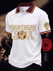Men's Retro Northern Soul Print Casual Polo