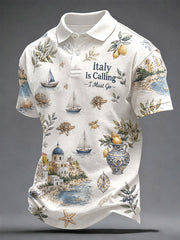 Men's 'Italy Is Calling I Must Go' Printed Casual Top