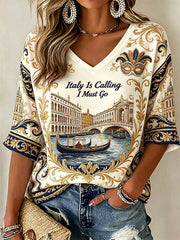Women's Italian Printed Casual T-Shirt