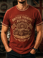 Men's Retro Car Culture Print Casual Tee