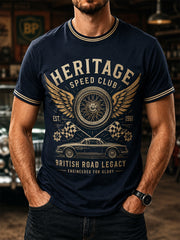 Men's Retro Car Culture Print Casual Tee