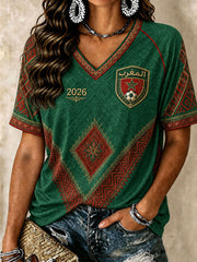 Women's Moroccan Football V-Neck T-Shirts
