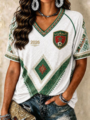 Women's Moroccan Football V-Neck T-Shirts
